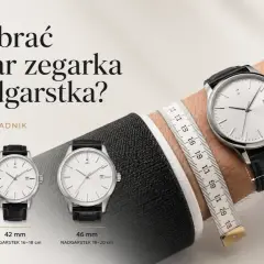 Poradnik: jak dobrać rozmiar zegarka do nadgarstka. Trzy modele zegarków o kopertach 38 mm, 42 mm i 46 mm.