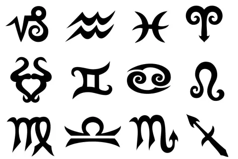 Czarny howlit znak zodiaku w układzie 3x4.